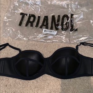 Triangl Black Neoprene Bikini Top